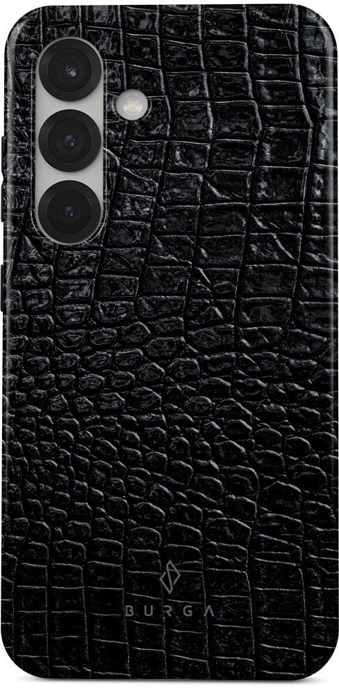 Mbështjellës telefoni Burga Tough Galaxy S25 Reapers Touch, dy shtresa, motiv krokodili, i zi
