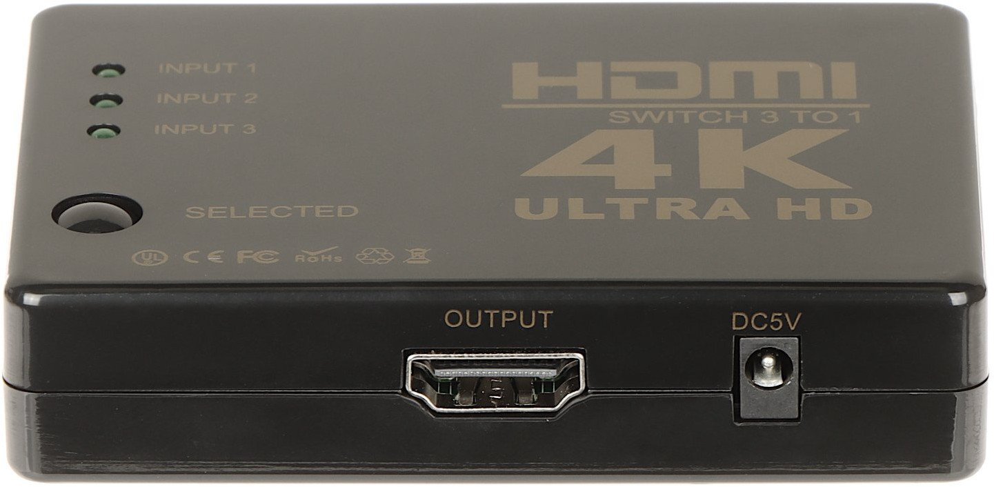 Ndërrues HDMI Unitek HDMI SW 3/1 IR 4K, 3 porta, 4K, i zi
