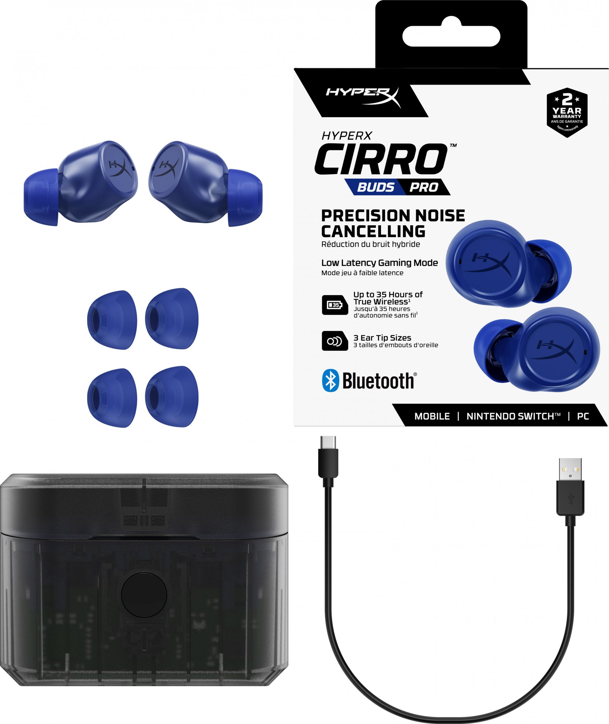 Kufje wireless HyperX Cirro Buds Pro, Bluetooth 5.2, ANC, blu