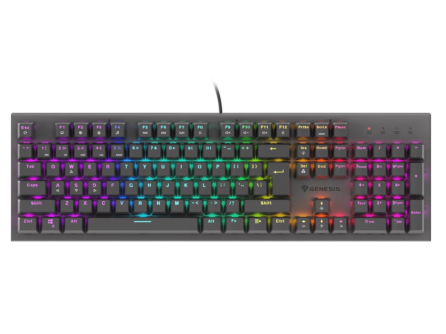 Tastierë lojërash Genesis THOR 303, Outemu Red, RGB LED, US, e zezë