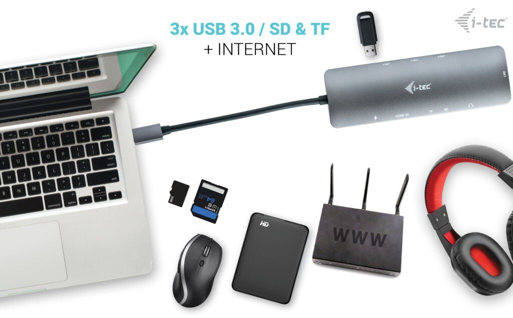 Stacion lidhës i-tec Metal USB-C Nano, HDMI 4K, 100W, i argjendtë