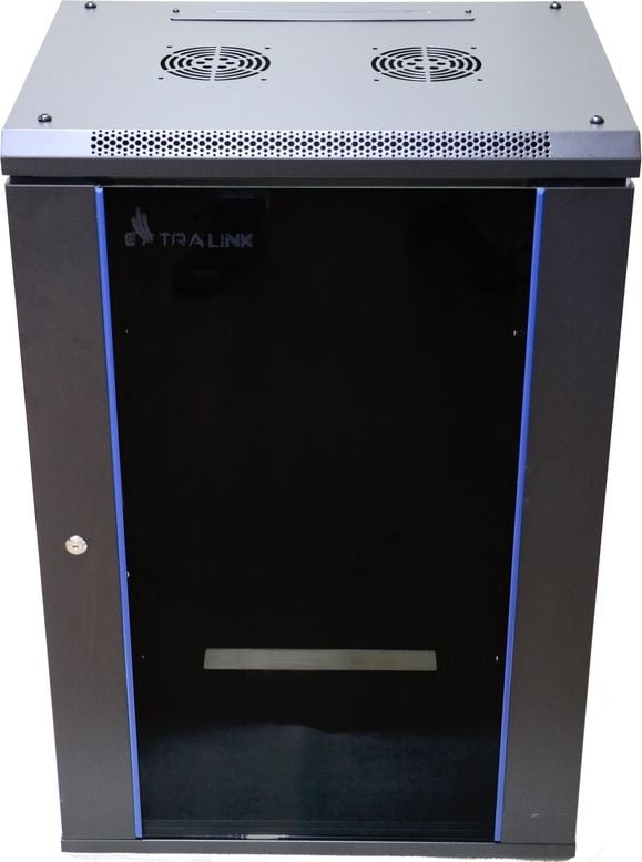 Kabinë muri rack Extralink 19" 15U, derë xhami, gri