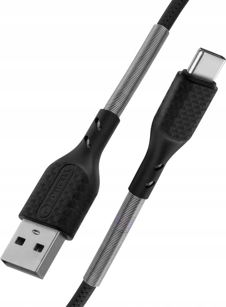 Kabllo USB Forcell Carbon CB-02A, USB-A në USB-C 2.0, 60W, 1m, e zezë