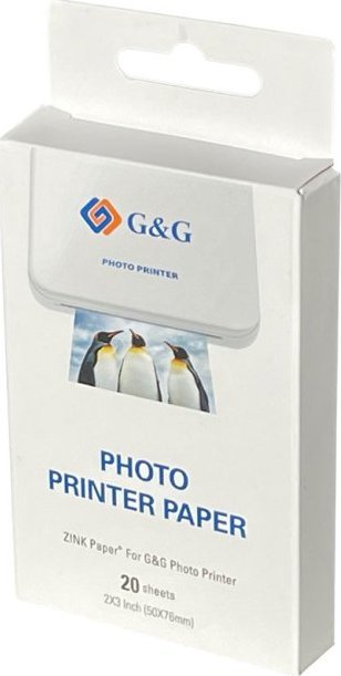 Printer fotografik mobil G&amp;G GG-PP023, kompakt, pa tela, i bardhë