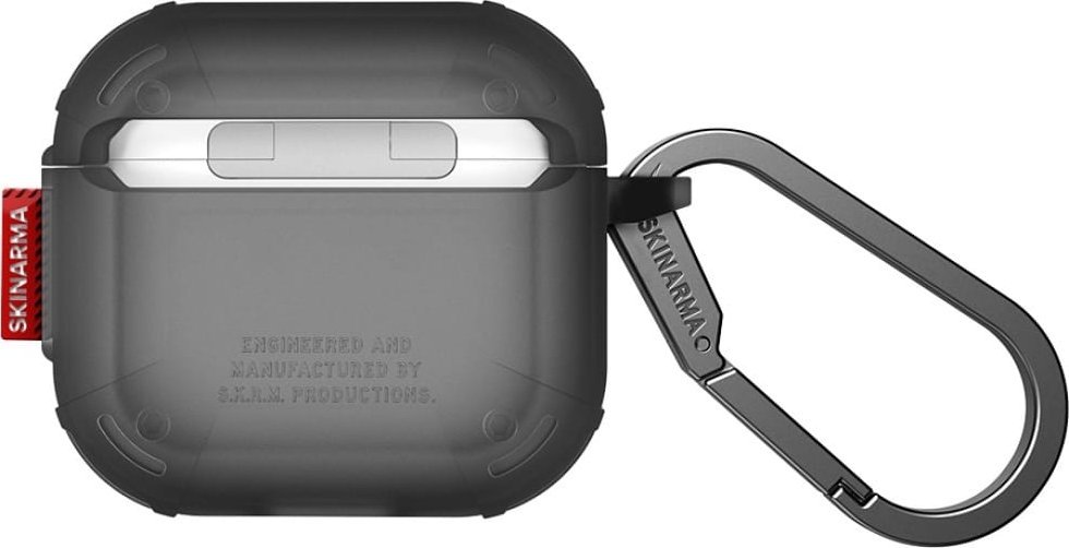 Kllëf për kufje Skinarma Mecha CE, për AirPods 4, TPU, me karabinë, gri Smoke