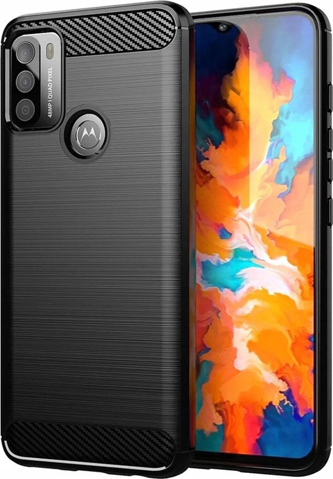 Kopertinë e fortë Motorola Moto G14, efekt karbon, anë antirrëshqitje, e zezë