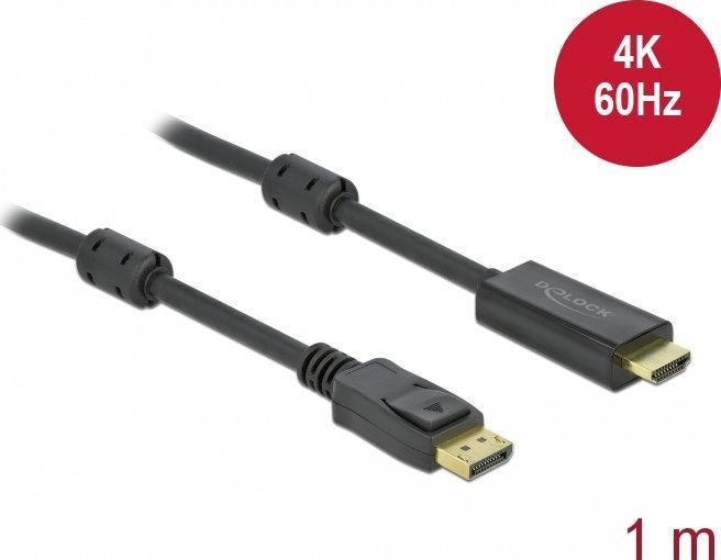 Kabllo DeLOCK Active DisplayPort në HDMI 1.2, 4K 60Hz, 1m, e zezë