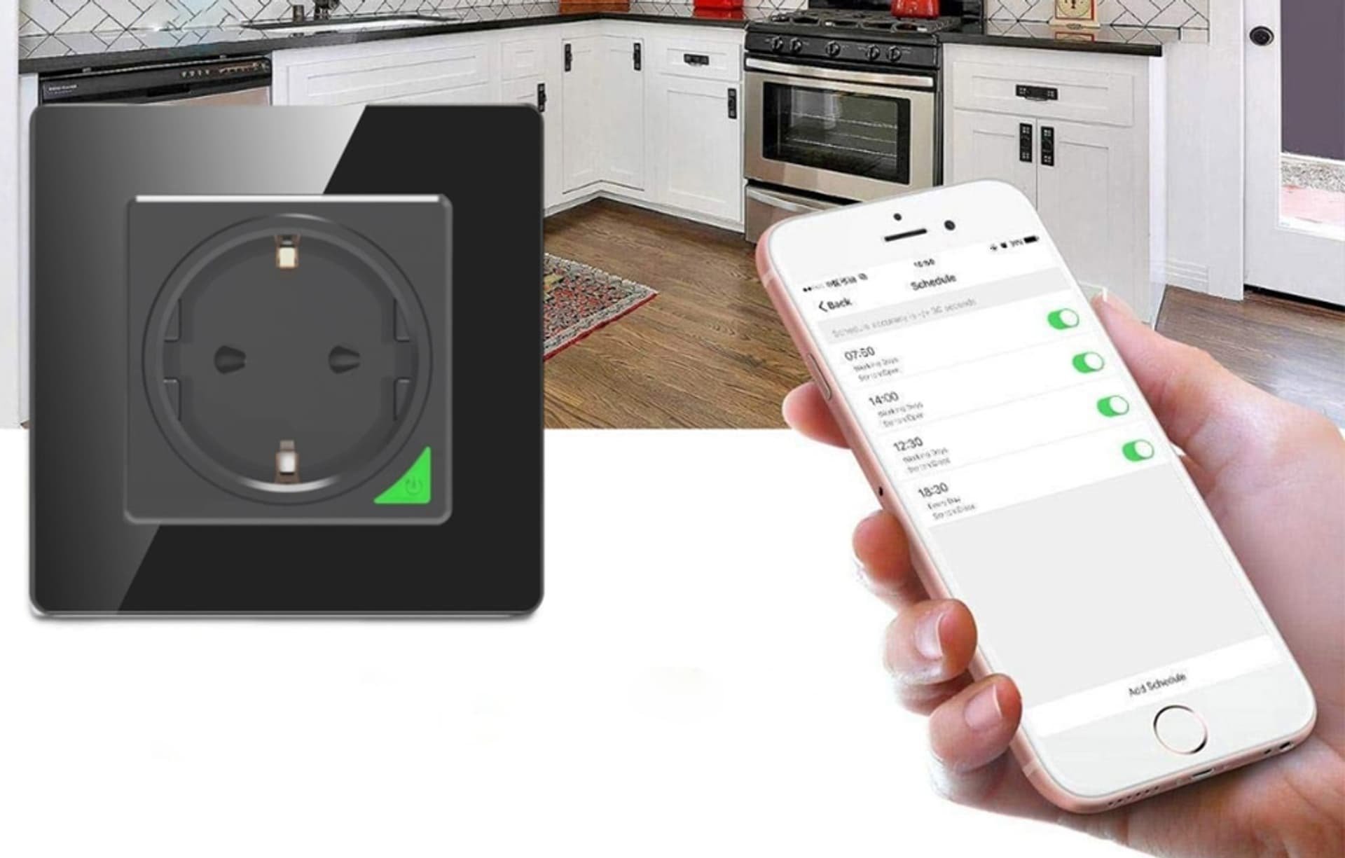 Prizë smart muri Avatto N-WOT10-E, WiFi, 16A, e zezë