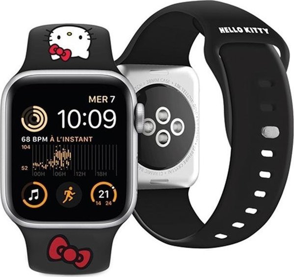 Rrip ore Hello Kitty Silicone Kitty Head, për Apple Watch 38/40/41mm, silikon, i zi