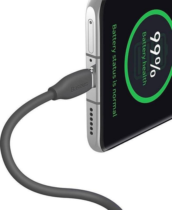Kabllo Baseus Jelly USB-C në USB-C, 100W, 2m, e zezë