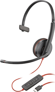 Kufje me mikrofon Poly Blackwire 3210, USB C, monoaurale, e zezë