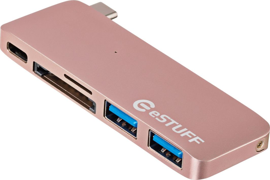 USB Hub eSTUFF, USB-C, USB 3.0, SD, microSD, rozë