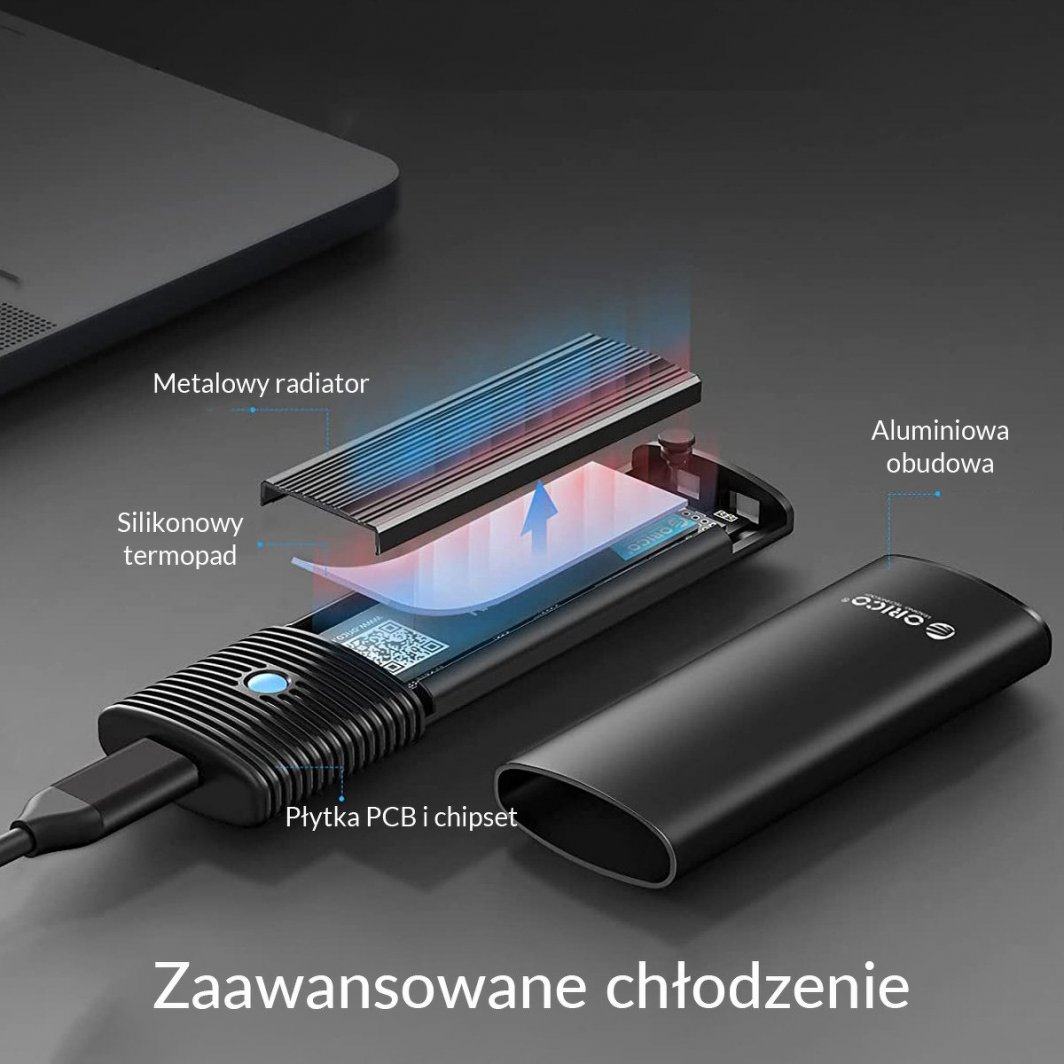 Kuti për SSD Orico M2 NVMe PWM2 G2 BK EP, USB C 10Gbps, alumini, e zezë