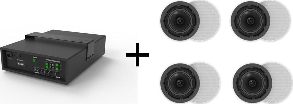Set altoparlantësh Vivolink AUDIOPACK4, 4 altoparlantë tavanorë, subwoofer aktiv, i bardhë