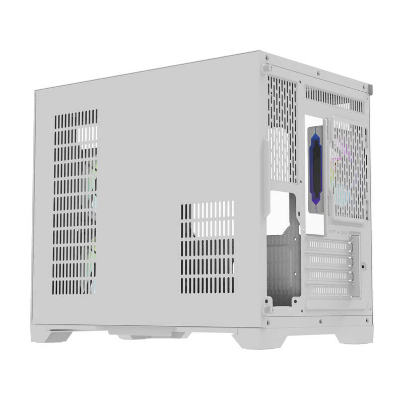 Kuti kompjuteri Darflash FT418, 6 ventilatorë ARGB, xham i temperuar, e bardhë