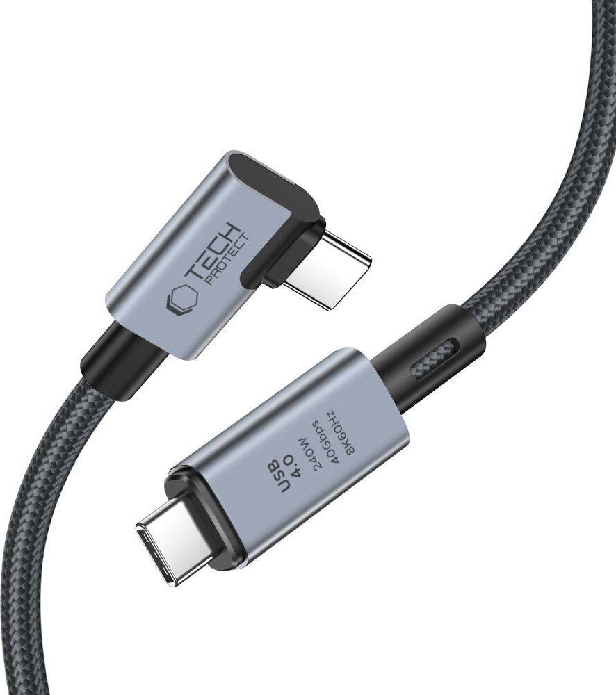 Kabllo USB Type C Tech-Protect UltraBoost Max L, USB 4.0, 240W PD, 150cm, gri
