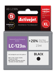 Ngjyrë për printer Activejet AB-123BN (zëvendësim për Brother LC123BK/LC121BK), 15 ml, e zezë