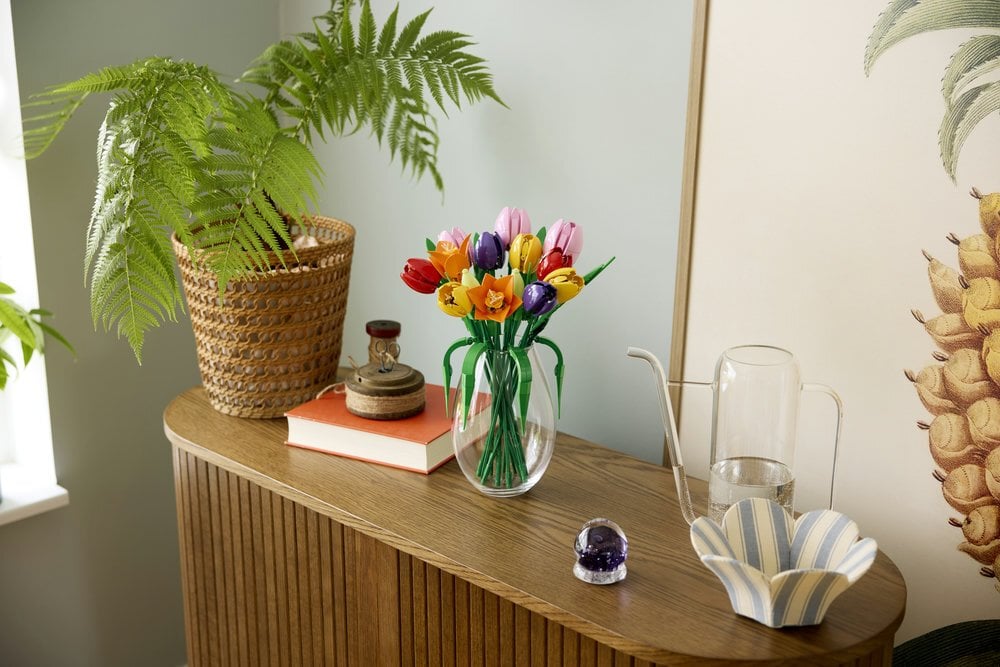 Set ndërtimi Tulip Bouquet, buqetë dekorative, shumëngjyrëshe