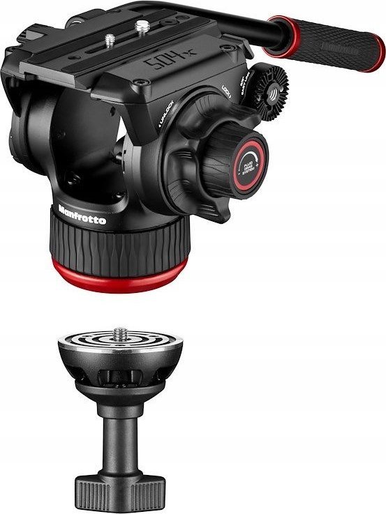 Trekëmbësh profesional video Manfrotto 504X CF Twin MS, fibër karboni, me kokë fluid, i zi