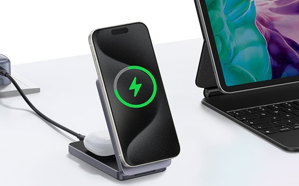 Karikues wireless UGREEN 2 in 1, magnetik, 20W, i bardhë
