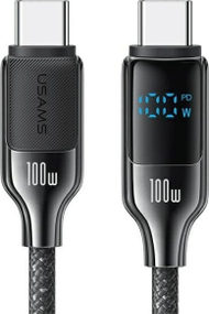 Kabllo USB C në USB C Usams, 1.2m, 100W, ekran dixhital, e zezë
