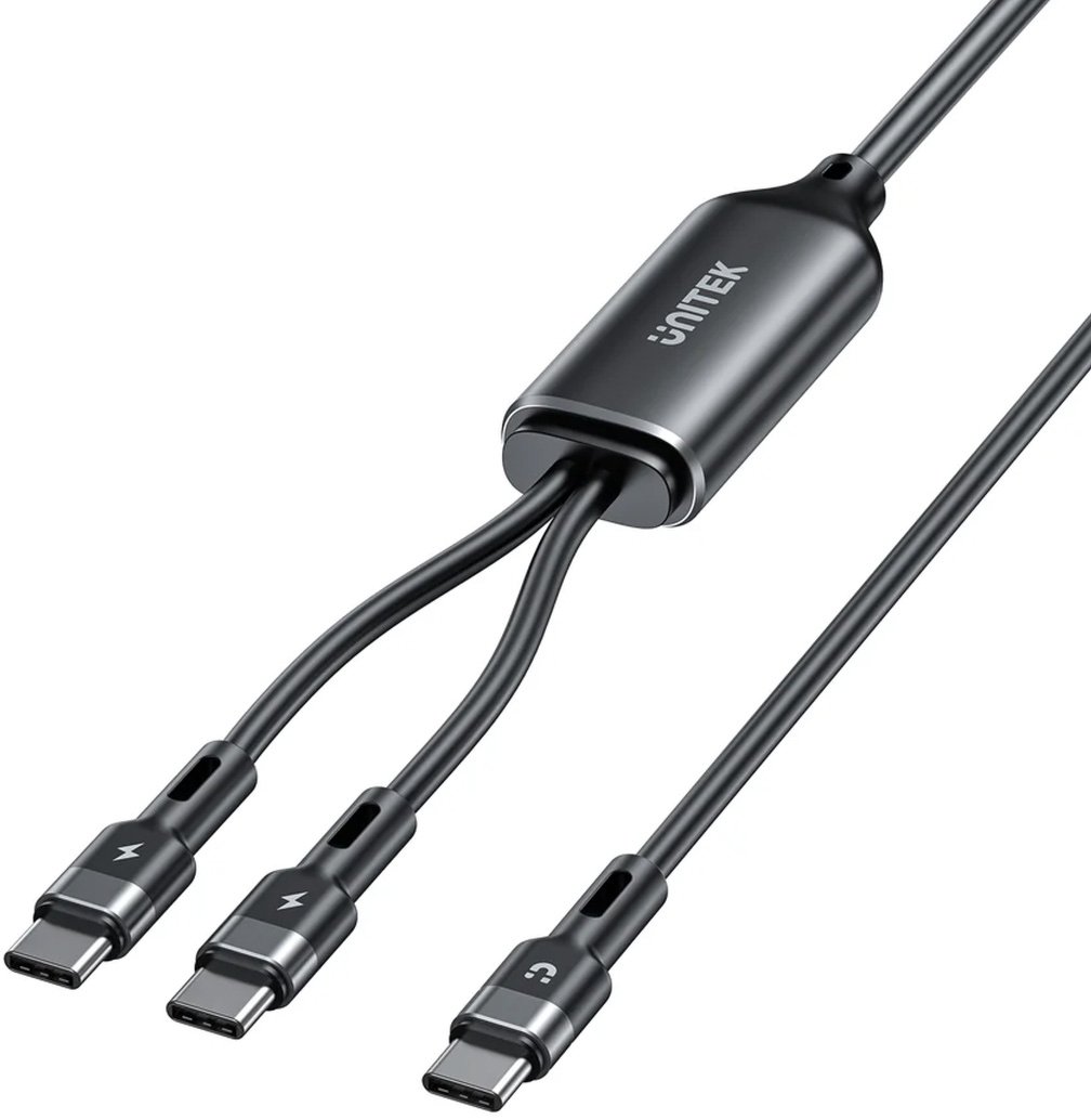 Kabllo USB C Unitek 2in1 PD 100W, silikon, 1.8m, e zezë