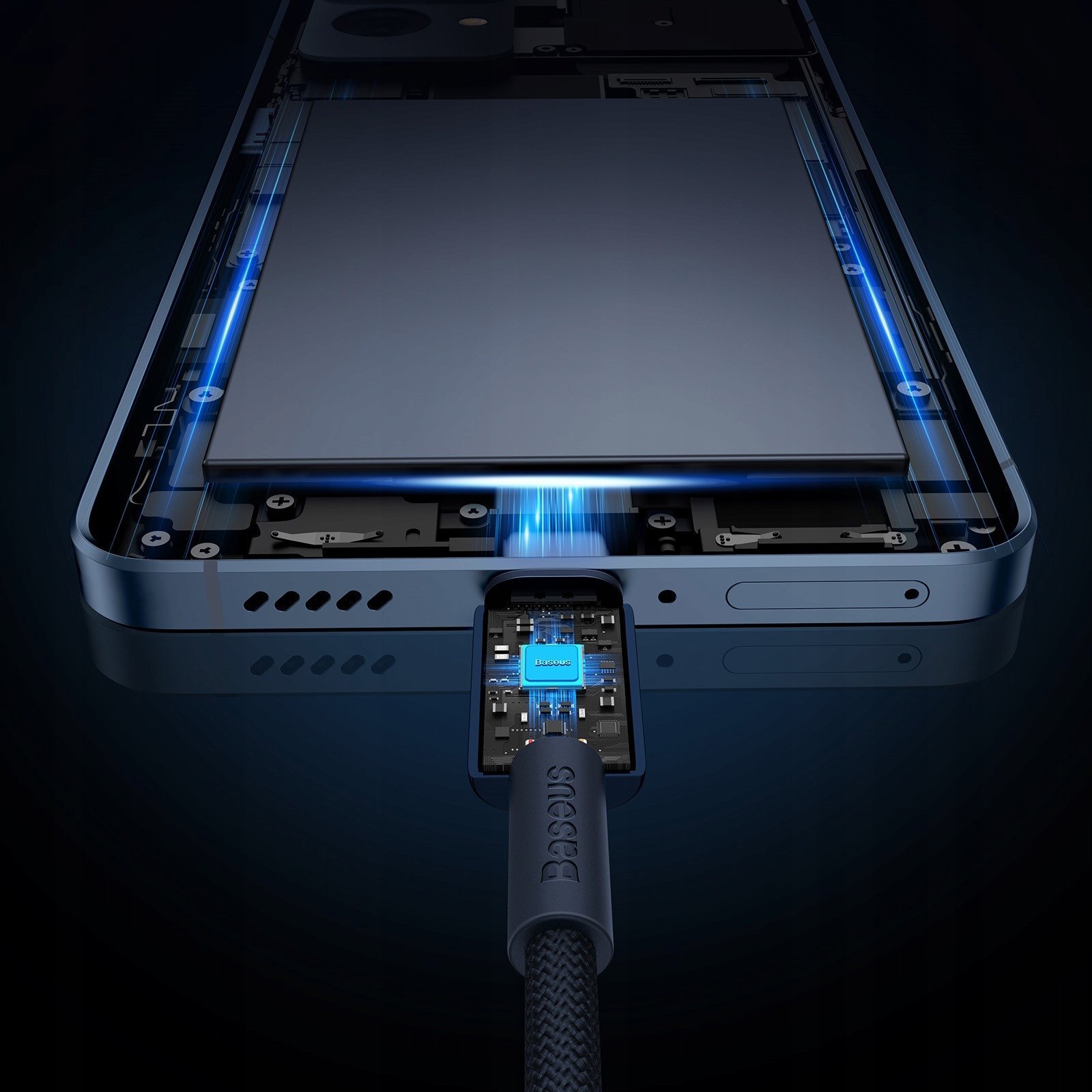 Kabllo karikimi Baseus Tungsten Gold Type C në Type C, 2m, 100W, blu