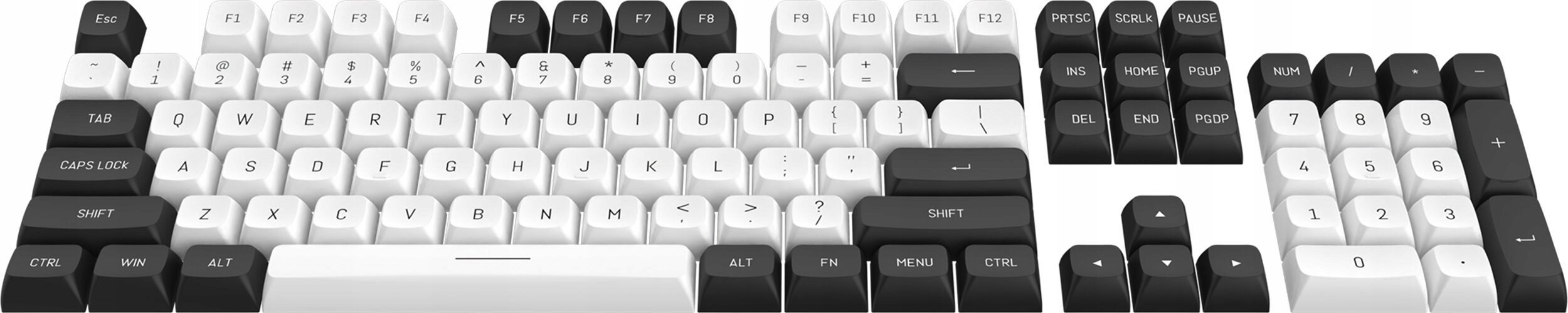 Keycaps Redragon A132 PBT Doubleshot, set 150 copë, US ANSI, bardhë e zezë