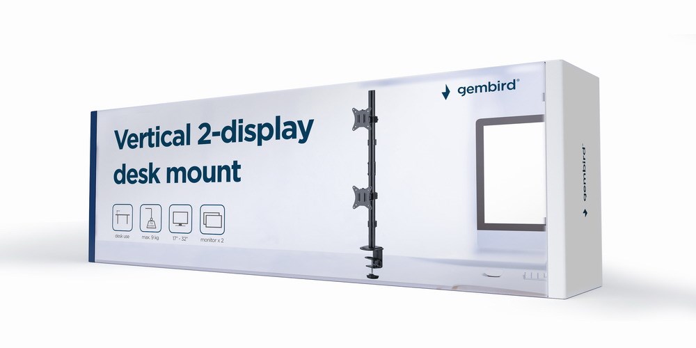 Mbajtëse monitori Gembird MA-D2-02, 17"-32", VESA 100x100mm, e zezë