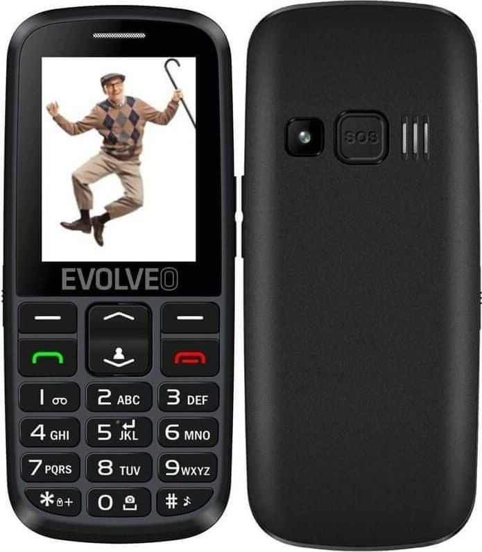 Telefoni për të moshuar EVOLVEO EasyPhone EG, ekran 2.4", buton SOS, i zi