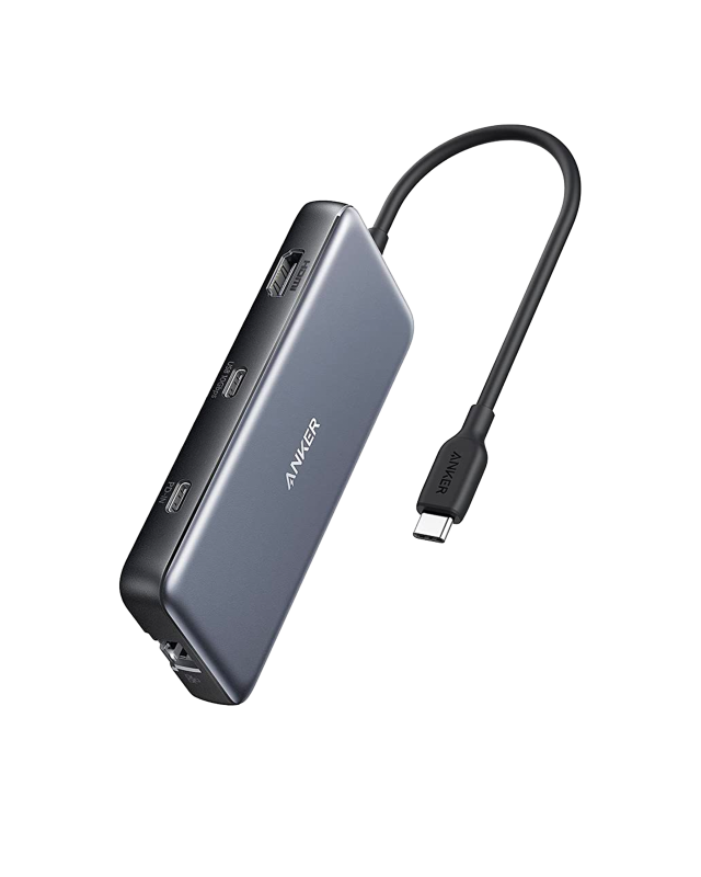 Hub USB C Anker 555 8 në 1, HDMI 4K 60Hz, Power Delivery 85W, gri