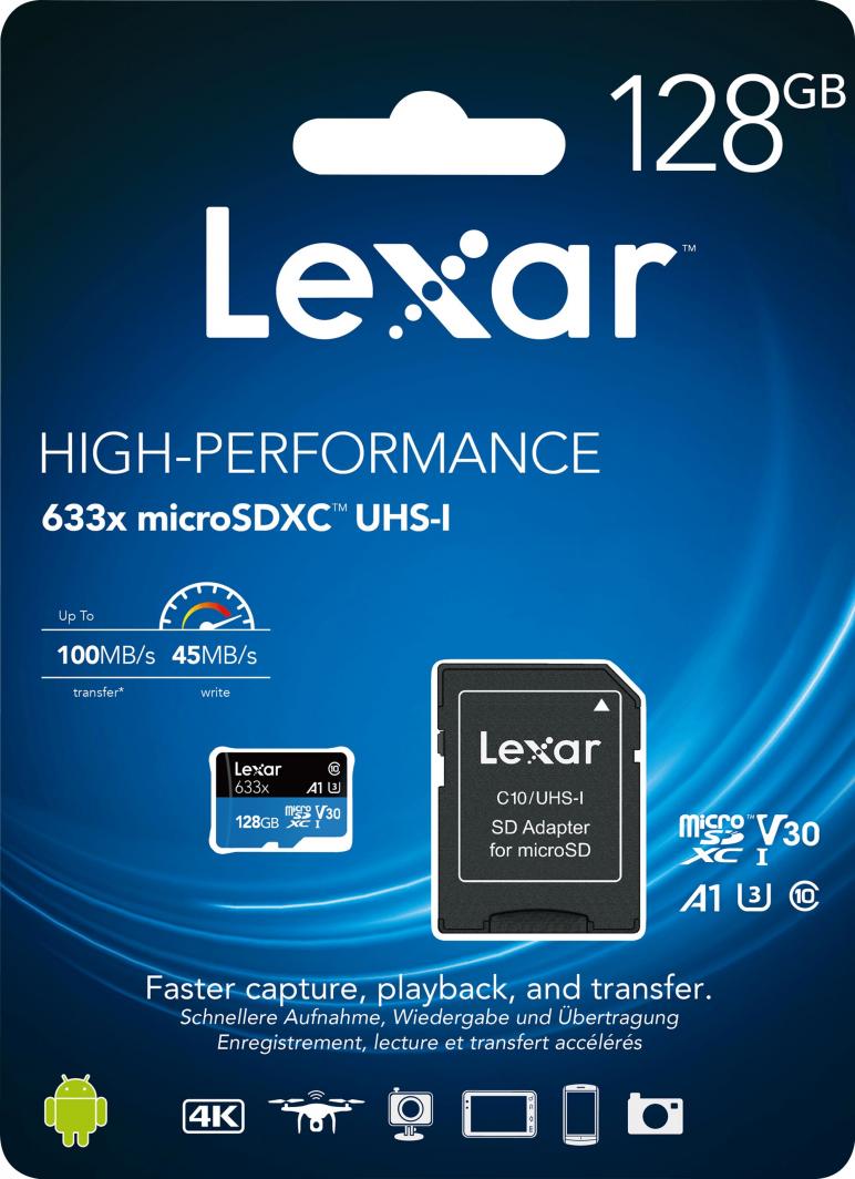 Kartë memoristike Lexar 633x MicroSDHC 128 GB Class 10 U3 A1 V30 (LSDMI128BB633A)