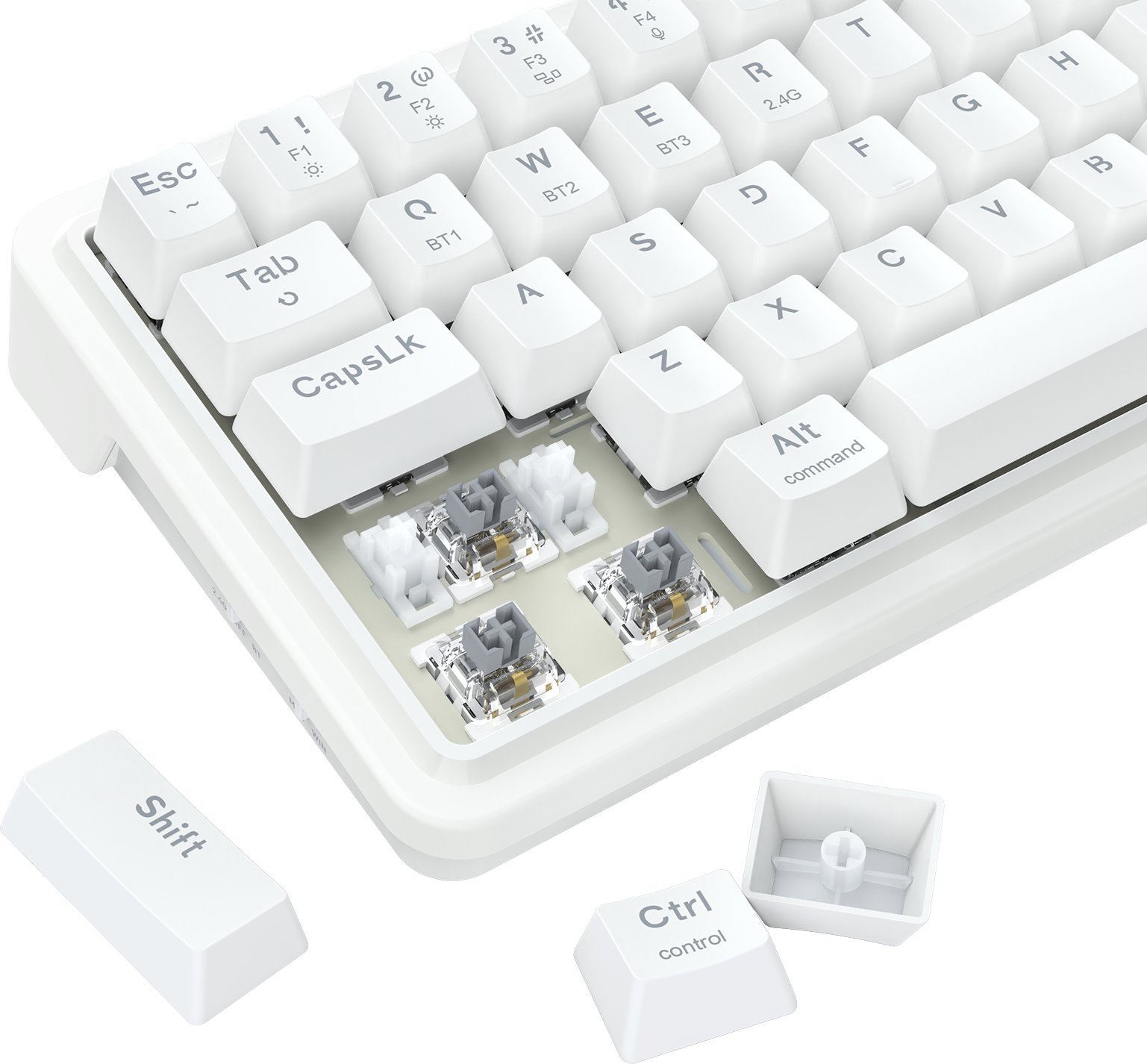 Tastierë mekanike Redragon K730W RGB Pro Draconic V2, 61 taste, wireless, e bardhë