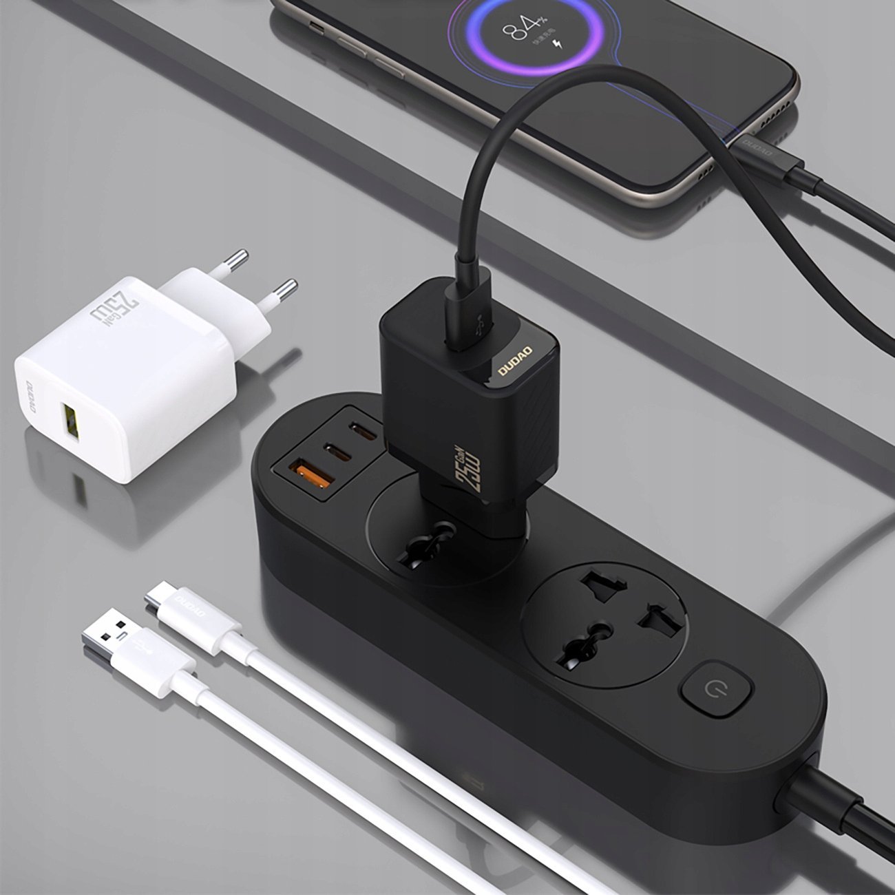 Karikues USB Dudao A27S, 25W GaN, Quick Charge 3.0, i bardhë
