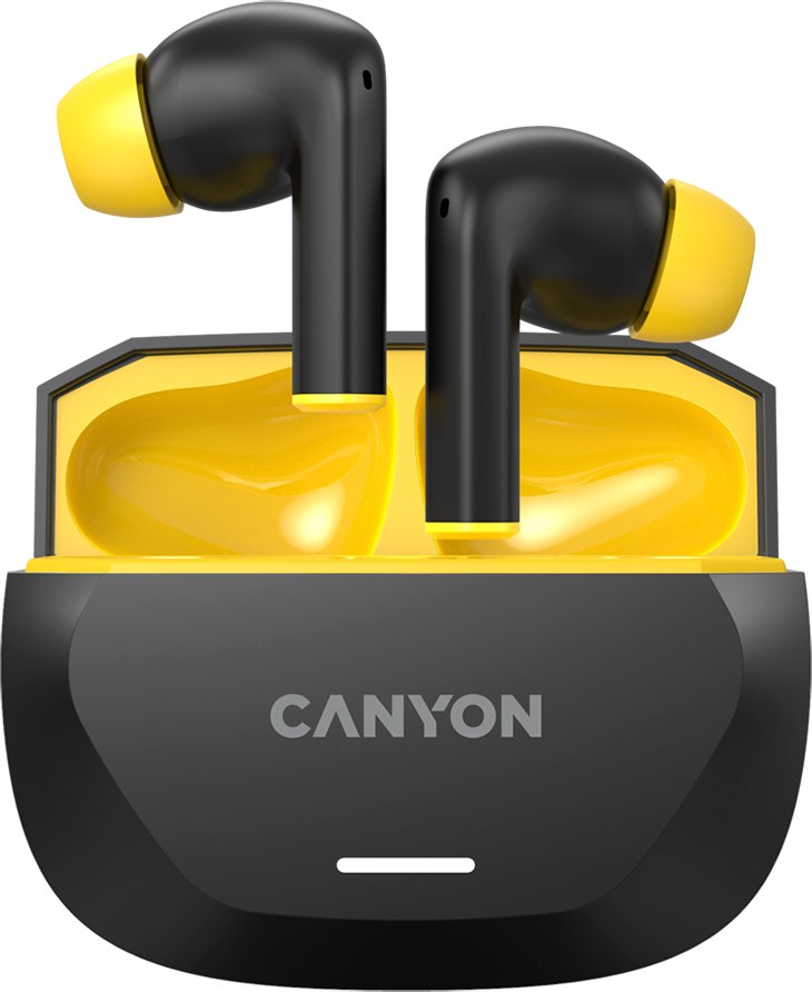 Kufje wireless Canyon Hexagon 7 TWS, ANC ENC, karikim wireless, të zeza verdhë