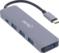 HUB USB InLine USB 3.2 Тип-C мулти хаб, 4x USB-A 5Gb/s, PD 87W, сребрен