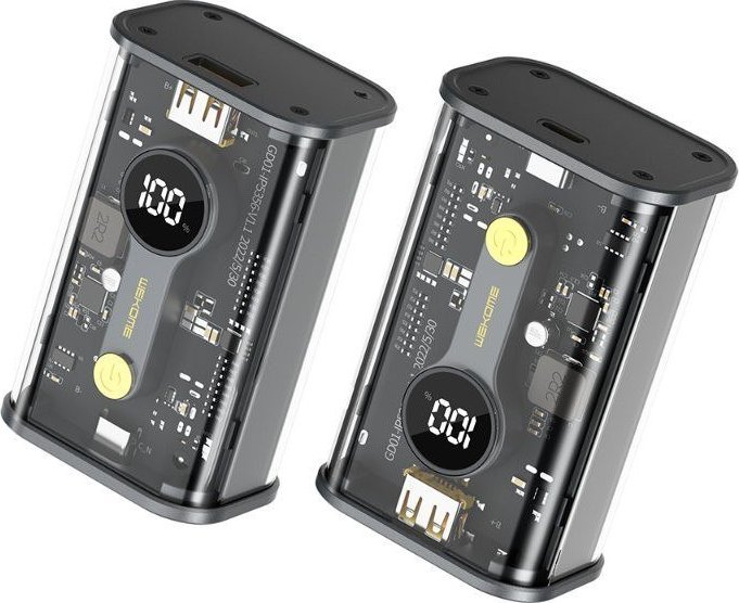 Надворешна батерија Векоме WP-333, 10000mAh, PD 20W QC 22.5W, црна транспарентна