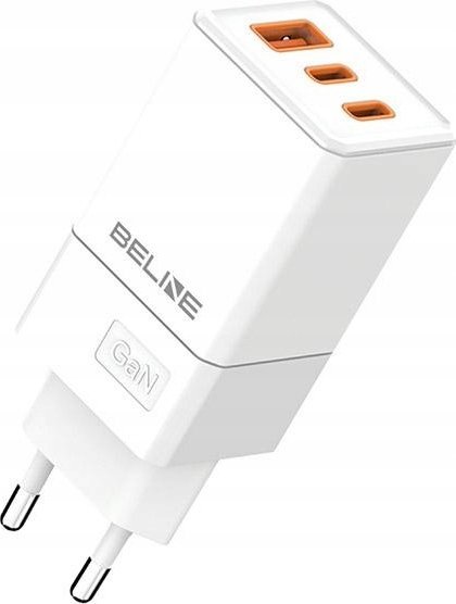 Полнач за мрежа Beline 65W GaN, 2x USB C и USB A, PD 3.0 QC 3.0, бел
