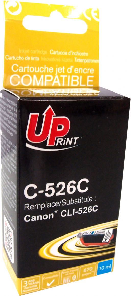 Kasetë boje UPrint Ink C-526C CLI526C, cian, alternative