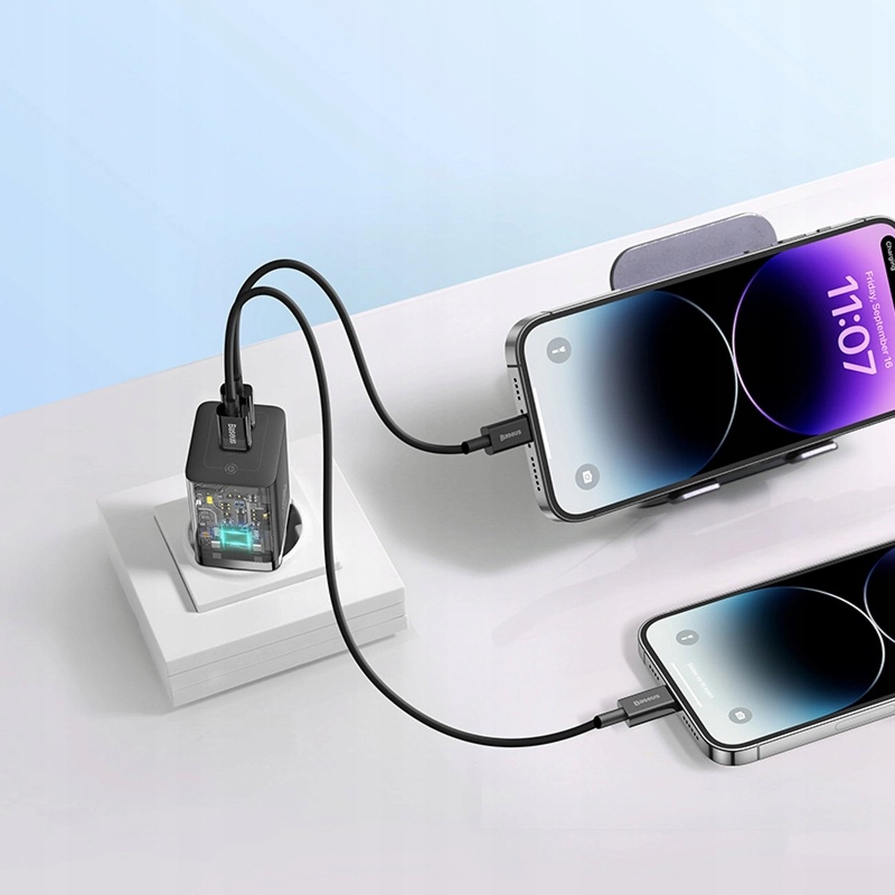 Karikues muri Baseus GaN5 Pro, 40W, 2xUSB C, i zi