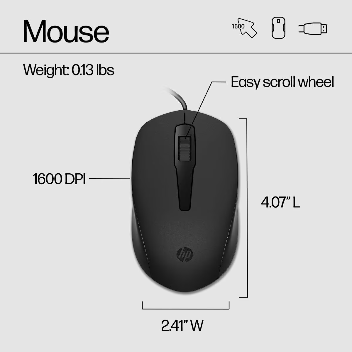 Set tastierë & maus HP Wired 150, i zi