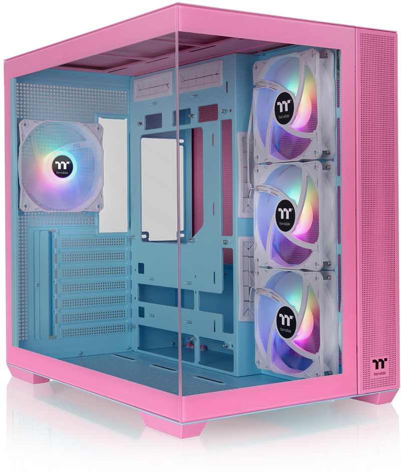 Kasa PC Thermaltake View 380 TG ARGB Mid Tower, xham i temperuar, USB Type C, rozë