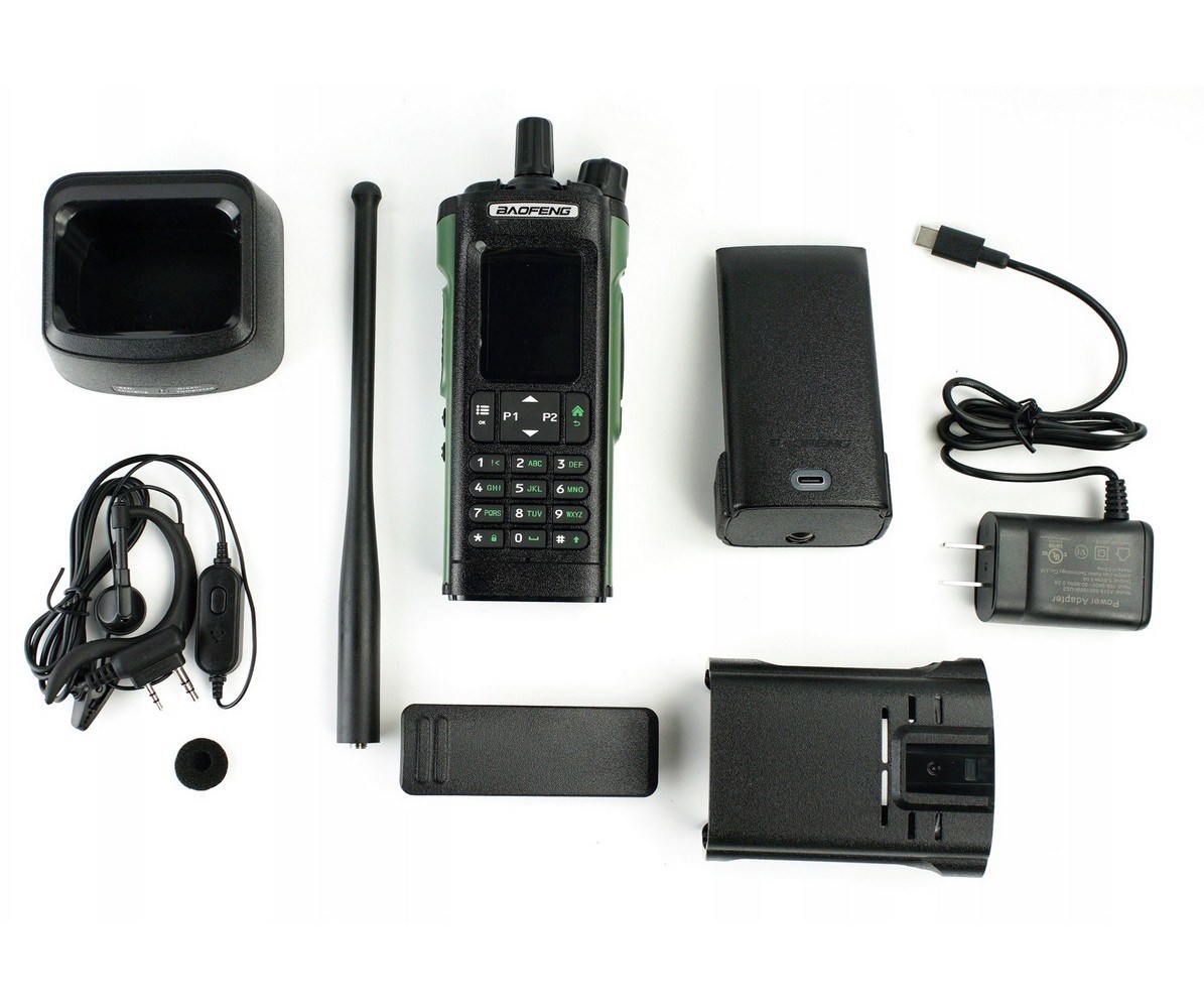 Radio dorake Baofeng DM-32E HTQ, DMR PMR, bandë aviacioni, USB Type C, e zezë