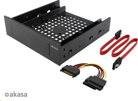 Adapter diskesh Akasa AK-HDA-12, 5.25" në 3.5"/2.5", me kabllo SATA, i zi