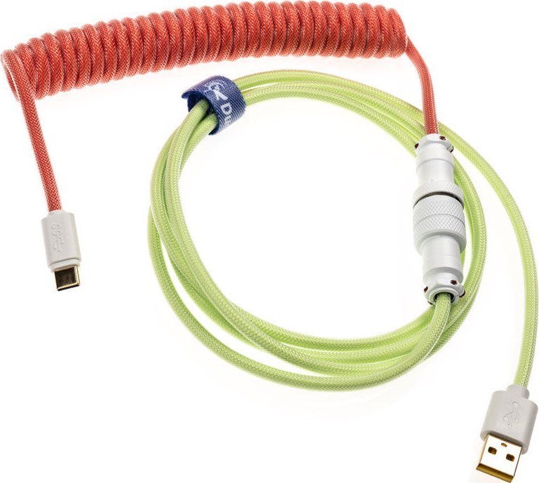 Kabllo spiral Ducky Premicord Strawberry Frog, USB Type C në USB Type A, 1.8 m, shumëngjyrësh