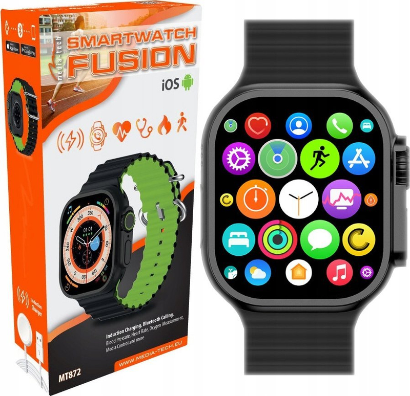 Orë inteligjente Media-Tech Smartwatch FUSION MT872, 1.3", monitorim shëndeti, e zezë