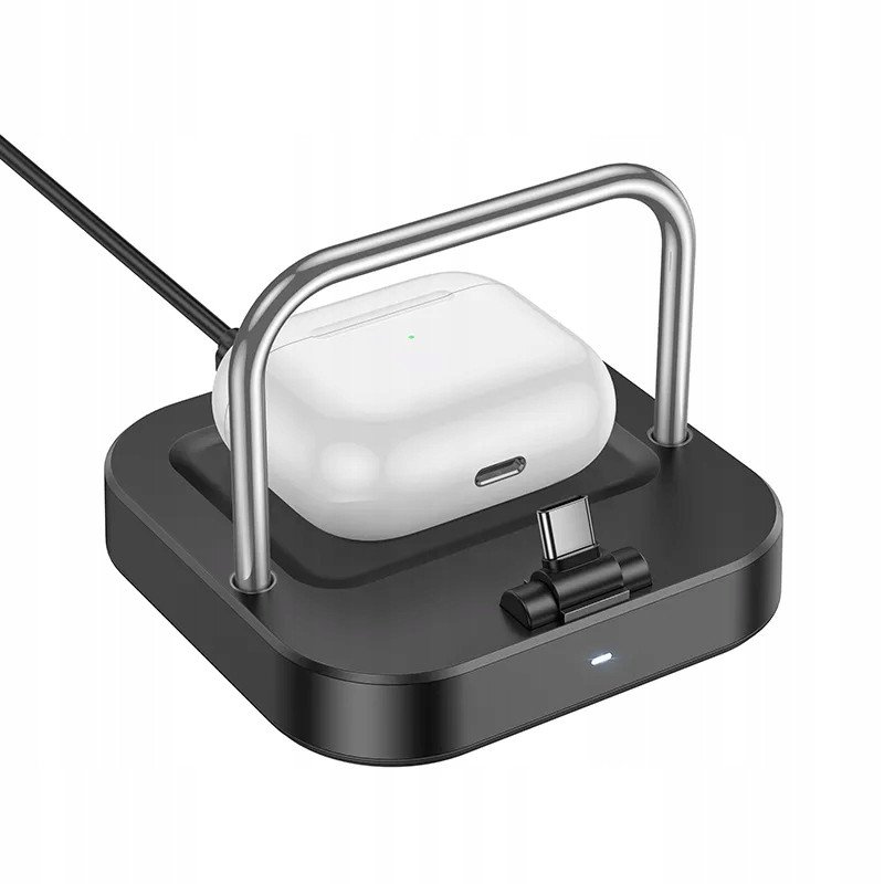 Ngarkues tavoline Hoco 2 in 1, USB C 30W, karikim wireless 5W, i zi
