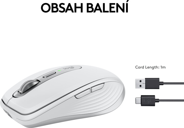 Maus Logitech MX Anywhere 3S, i bardhë