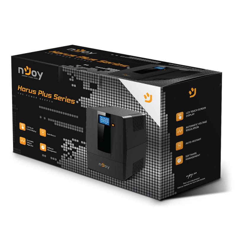 UPS nJoy Horus Plus 600, 600VA, LCD екран, црн