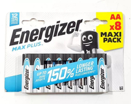 Bateri alkaline Energizer Max Plus AA, paketim 8 copë